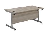 New Straight Office Desk with Cantilever Legs W1600 x D800mm - Grey Oak