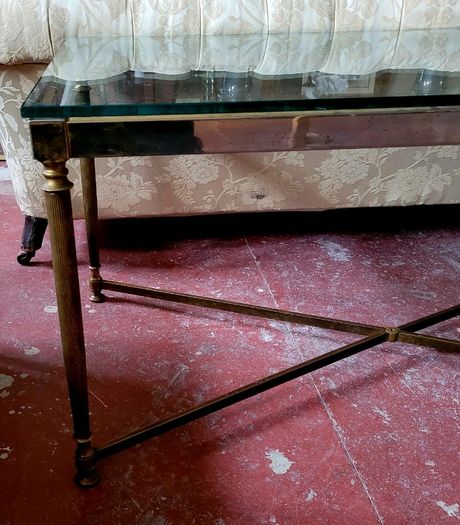Mid-century brass & glass coffee table