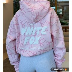 White fox posy bow hoodie