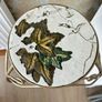 Plant stand Gold colour with ceramic top. VG condition. Collection Swords only Image 2