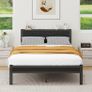 Double Bed Frame with Wooden Storage Shelf Headboard Image 3