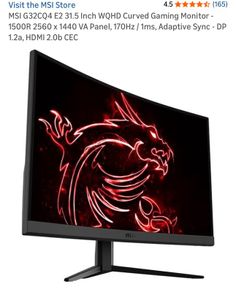 MSI G32CQ4 E2 31.5 Inch WQHD Curved Gaming Monitor
