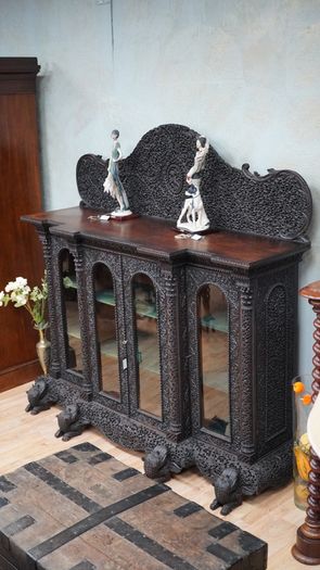 Anglo-Indian Bombay Blackwood Display Cabinet, c. 1880-1900