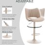 Bar Stools Set of 2, Modern Breakfast Barstools with Open Backrest, Swivel Adjustable PU Leather Counter Height Kitchen Stools for Home Bar with Metal Footrest, All Khaki Image 6