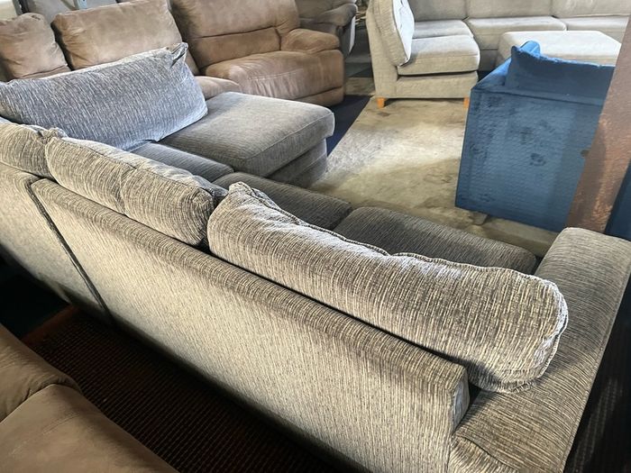 Grey corduroy corner sofa set