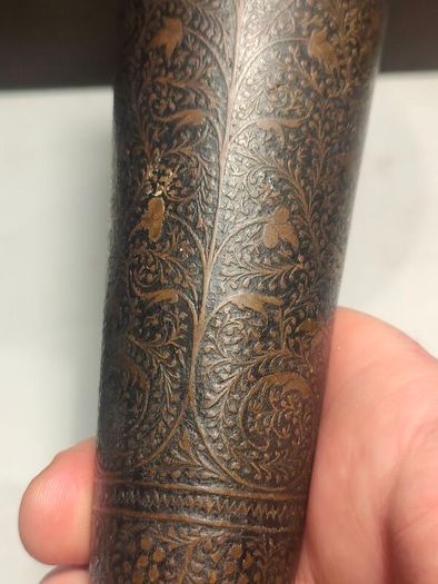 A Pair of British Raj Niello Bronze/Brass Vases