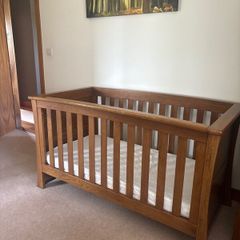 1) Cot. 2) changing unit. 3) wardrobe