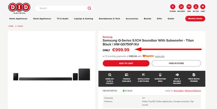 Samsung HW-QS750F 5.1.2 Soundbar Dolby Atmos (2025) electrobuster.ie