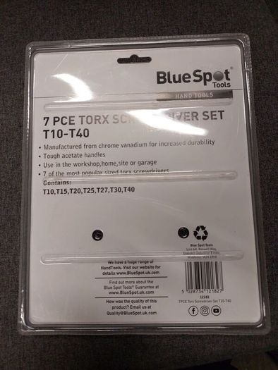 Torx Screwdriver Set BlueSpot 7 Piece T10 T40  Brand New