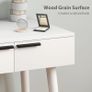 Modern Dressing Table with Round Mirror and Stool, Makeup Vanity Table with 2 Drawers for Bedroom, Living Room, 60 x 40 x 123 cm, White Image 7