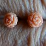 9K Gold 375 Carved Coral Rose Stud Earrings Image 7