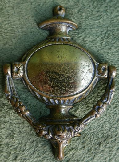 Vintage Solid Brass Door Knocker Floral Rams head