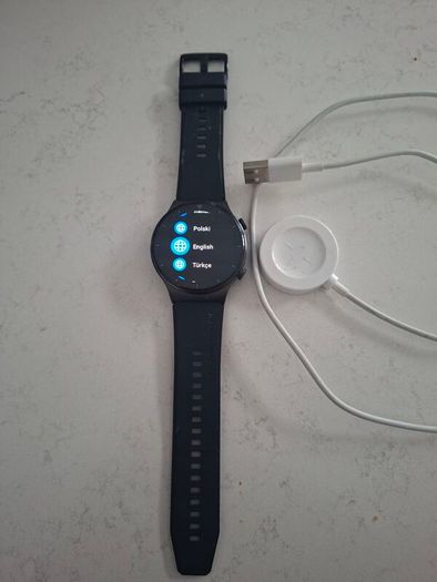 Huawei GT2 Pro Smartwatch in very good condition - Works perfectly and comes with its original wireless charger with a USB A connection.  46mm Diameter face which is very comfortable and looks good. Battery life excellent, Extra strap in brown