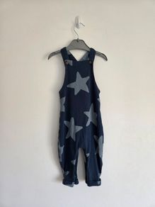 6-9m, Next Blue Soft Star Dungarees with Poppers - Like New
