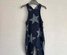 6-9m, Next Blue Soft Star Dungarees with Poppers - Like New