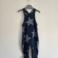 6-9m, Next Blue Soft Star Dungarees with Poppers - Like New