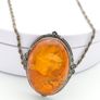 Carved Natural Baltic Amber Patinated Silver Necklace Image 7