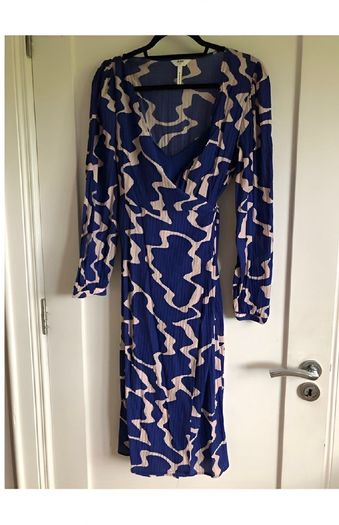Blue Pattern Wrap Dress with Matching Slip