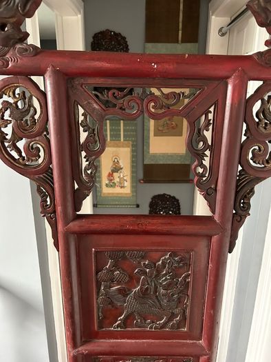 Antique Chinese Red Lacquer Wash Basin Stand
