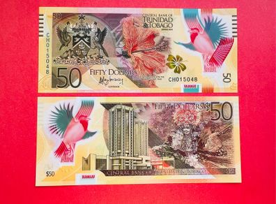 Trinidad & Tobago   50 Dollars. 2015. POLYMER / PLASTIC .Pick 54a. ( Uncirculated )