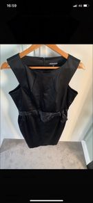 Black Satin Party Dress With Bow