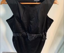 Black Satin Party Dress With Bow