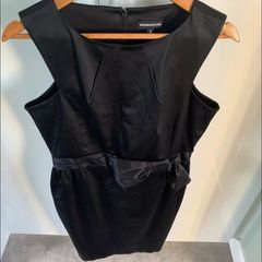 Black Satin Party Dress With Bow