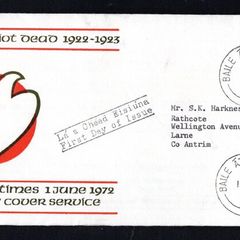 1972 Ireland Patriot Dead Commemorative Stamps Illustrated First Irish Times Day Cover (FDC) with Baile Atha Cliath (Dublin) Cancel