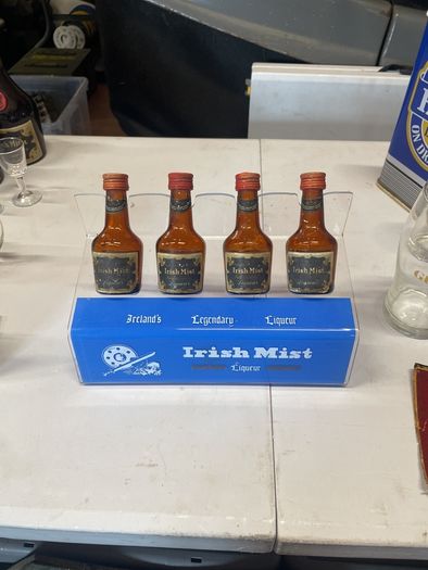 Vintage Irish mist liqueur mini bottle display