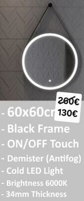 LED Bathroom Mirror Antifog Round