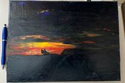 Oil Painting by renowned artist, David Foley. Sailing ship at sea.