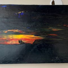 Oil Painting by renowned artist, David Foley. Sailing ship at sea.