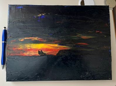 Oil Painting by renowned artist, David Foley. Sailing ship at sea.