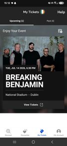 1 x breaking benjamin seated ticket