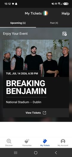 1 x Breaking Benjamin tickets