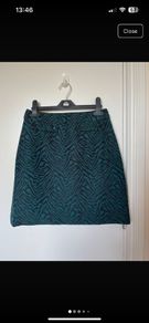 Oasis Animal Print A-Line Skirt - Teal & Black - UK 6 / EUR 32