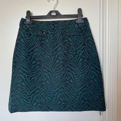 Oasis Animal Print A-Line Skirt - Teal & Black - UK 6 / EUR 32