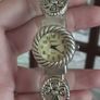 Geneva Women's Silver Tone Religious Open Cuff Bracelet Watch. Image 2