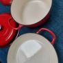 2x Crofton iron cast casserole pots in red Image 3