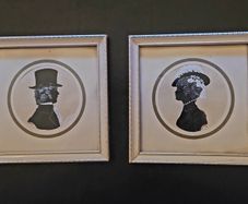 Antique handpainted lady & gent silhouettes