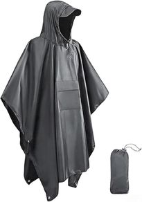 Waterproof Poncho Adult, Reusable Rain Poncho Waterproof Lightweight Raincoat for Outdoor Hiking Camping Cycling Traveling