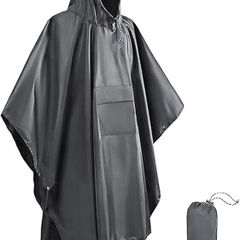 Waterproof Poncho Adult, Reusable Rain Poncho Waterproof Lightweight Raincoat for Outdoor Hiking Camping Cycling Traveling