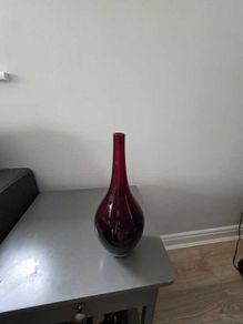Elegant Red Glass Vase  Modern Decorative Piece