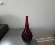 Elegant Red Glass Vase  Modern Decorative Piece