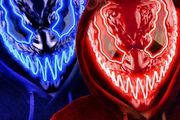 Venobat LED Halloween Mask, 2 Pack Neon Light Up Mask with Dark and Evil Glowing Eyes 3 Lighting Modes, Halloween Scary Mask for Adults Kids