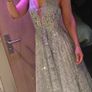 Stunning silver low back formal dress with lace & glitter detail Image 9