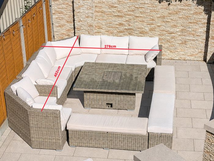 XL Rathwood Outdoor Gargen Corner Sofa Dining Set (Adjustable Table)
