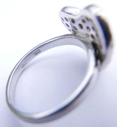 Vintage Sterling Silver 925 Cubic Zirconia Heart Set ring and chain with pendant 12,24g - lent 24" - size O