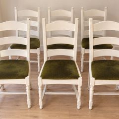 6 oak painted dining room chairs