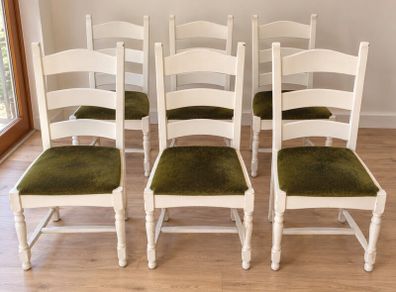 6 oak painted dining room chairs